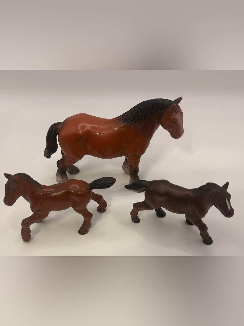 Vintage Bullyland Hard Rubber Horses Set of 3 Germany